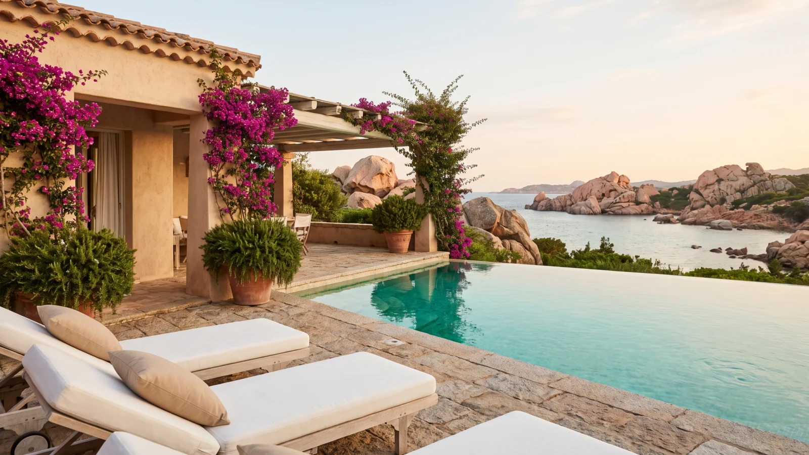 Villa con piscina a sfioro affacciata sul mare smeraldo della Costa Smeralda